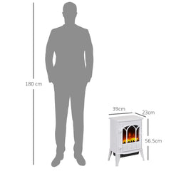 Fynco - Freestanding Electric Fireplace, Electric Log Burner with LED Flame Effect, Overheating Safety System, 1000W/2000W White