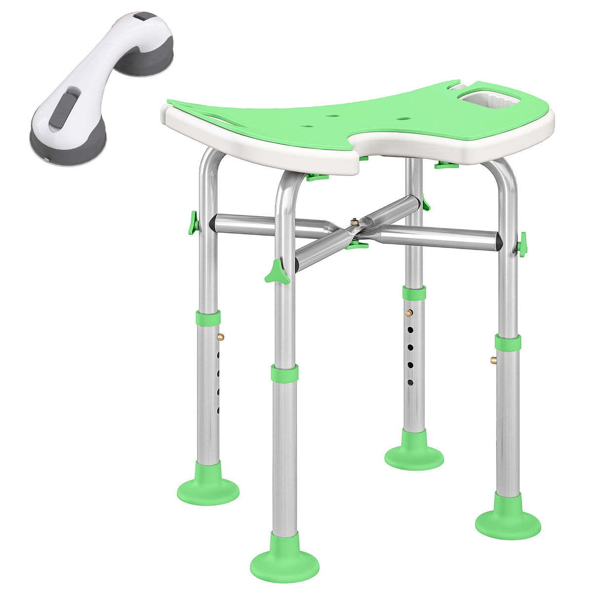 Fynco - 39-51.5cm 'U' Seat Padded Shower Stool - Green