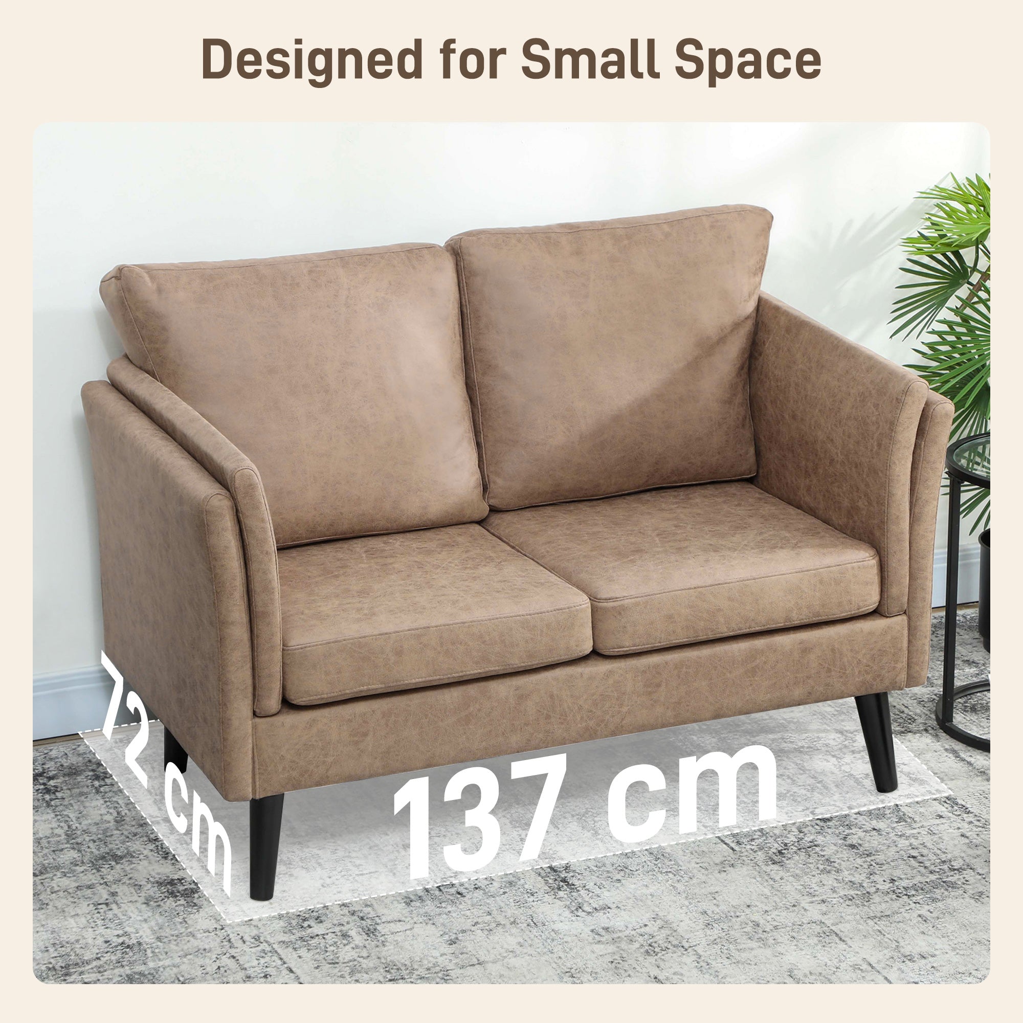 Fynco - Two-Seater Leathaire Sofa - Light Brown