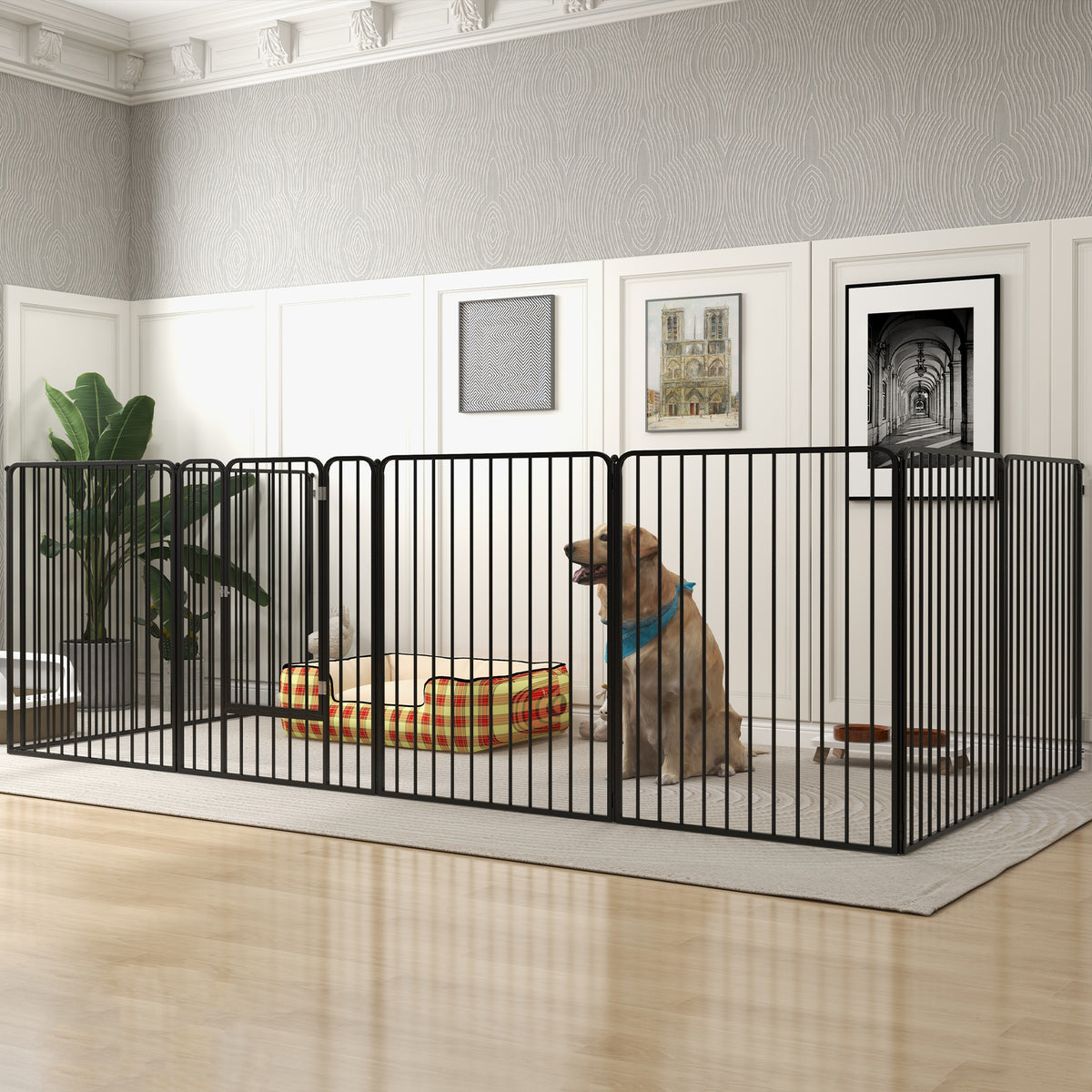 100cm 8 Panels Heavy Duty Dog Pen, Pet Playpen for Indoors, Outdoors, Small, Medium, Large Dogs