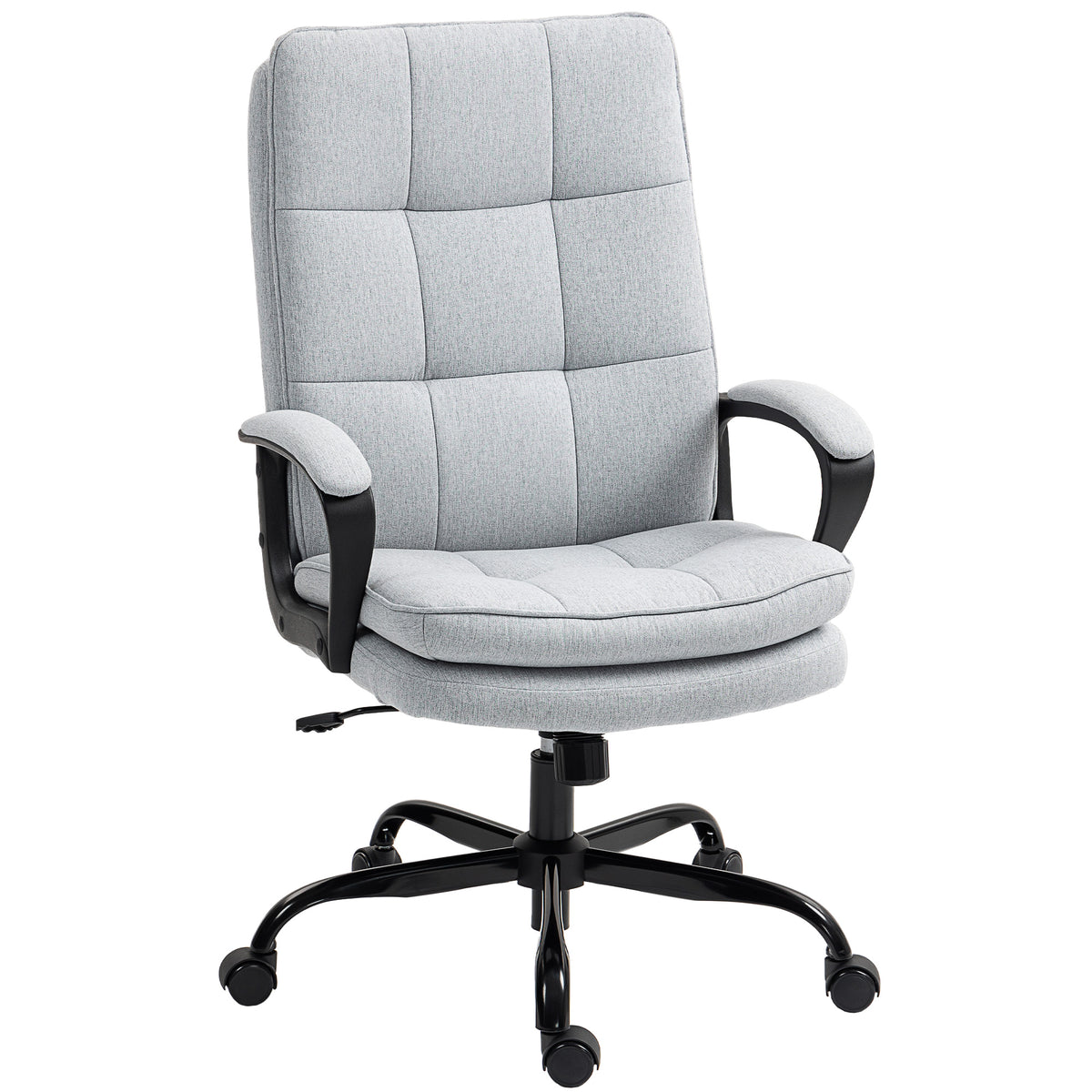 Fynco - Double Padded Linen-Look Office Chair - Light Grey