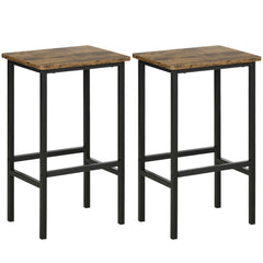 Industrial Bar Stools, Set of 2 Kitchen Breakfast Bar Chairs with Footrest, Counter Height Island Stools for Dining Area, Home Pub, Rustic Brown
