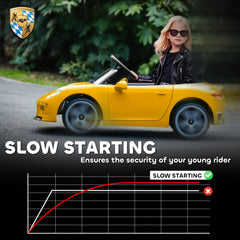 AIYAPLAY Kids Electric Car, 12V Licensed RUF GT Ride on Car with Suspension, Remote Control, Music for 3-5 Years Yellow