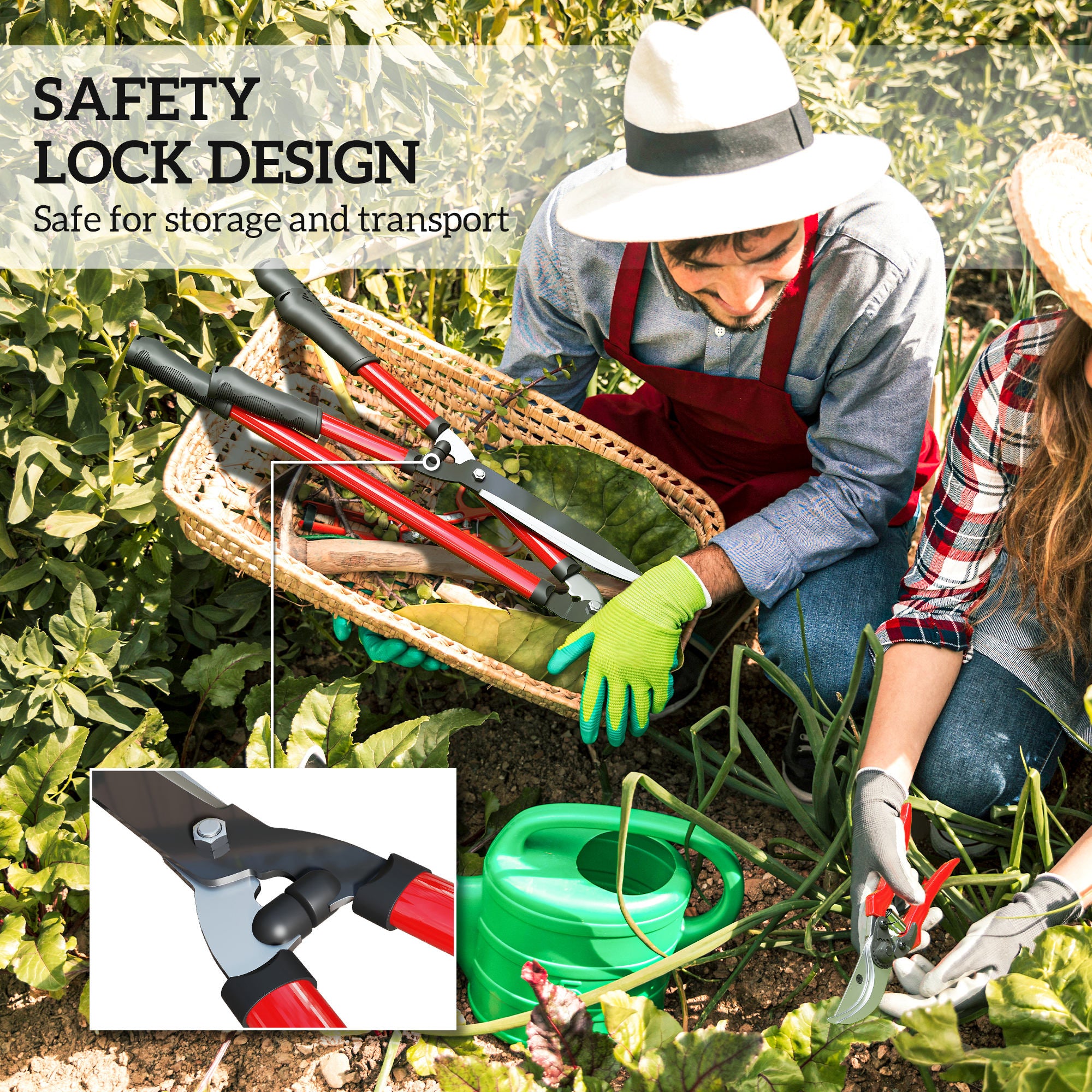 3 Pcs Garden Shears Set with Hedge Shears, Lopper, Garden Secateurs, Lightweight and Compact, Tree Shrub Care Kit for Pruning with Soft Grip Handle