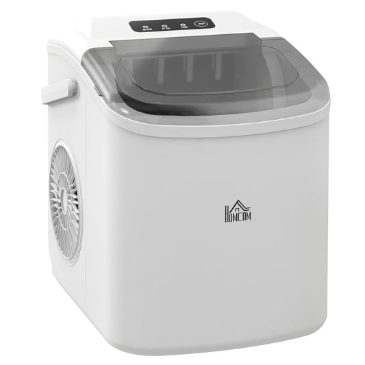 Ice Maker Machine Counter Top, 12Kg in 24 Hrs, 9 Cubes Ready in 6-12Mins, Portable Ice Cube Maker with Ice Scoop and Basket, White