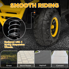 AIYAPLAY 12V Kids Electric Ride on ATV, Battery-Powered Quad Bike w/ Spring Suspension, Forward Backward, Storage Basket, Yellow