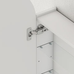 Fynco - Arched Bathroom Mirror Cabinet with Adjustable Glass Shelves - White