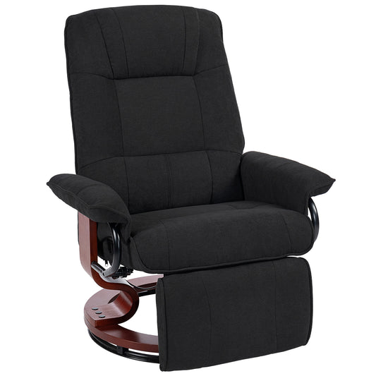 Fynco - Reclining Swivel Chair, with Footrest - Black