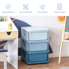 Kids Storage Units with 3 Drawers 3 Tier Chest Vertical Dresser Tower Toy Organiser for Nursery Playroom Kindergarten Blue