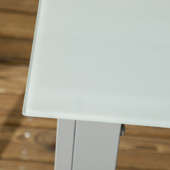 7 Piece Garden Dining Set, Outdoor Table and 6 Folding and Reclining Chairs, Aluminium Frame, Tempered Glass Top Table, Texteline Seats, Grey