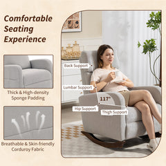 Fynco - Corduroy Rocking Armchair - Grey