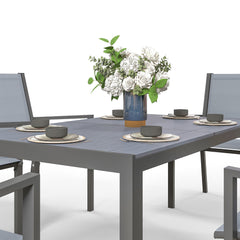 Seven-Piece Garden Dining Set, with Plastic Wood-Top Table - Grey