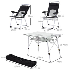 3 Piece Folding Camping Table and Chairs Set, Backpacking Chairs with Portable Table