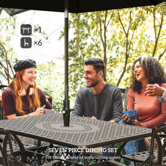 Seven-Piece Cast Aluminium Garden Dining Set - Bronze Tone