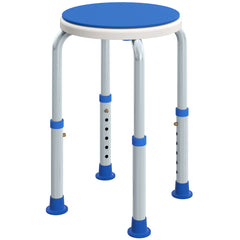 Fynco - 360° Swivel Shower Chair, Height Adjustable Aluminium Shower Stool with Non-Slip Feet for Disabled, Elderly, Blue