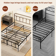 King Size Minimalistic Metal Bed Frame - Black