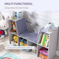 Kids Bookcase Shelf Storage Cabinet Unit, Living Room Sideboard w/ Six Compartments for Toys, Books - Grey