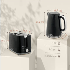 Fynco - Modern Kettle and Toaster Set - Black