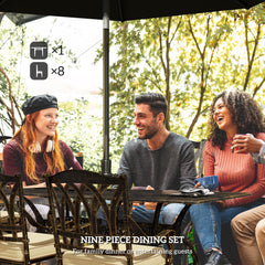 Nine-Piece Cast Aluminium Garden Dining Set - Bronze Tone