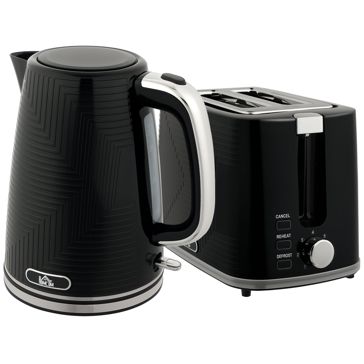 Fynco - Modern Kettle and Toaster Set - Black