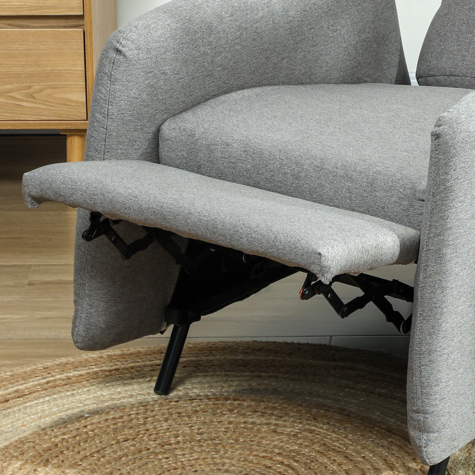 Push Back Recliner Armchair, Fabric High Back Reclining Chair with Adjustable Leg Rest and Pocket Spring Seat for Living Room, Bedroom, Home Office, Grey