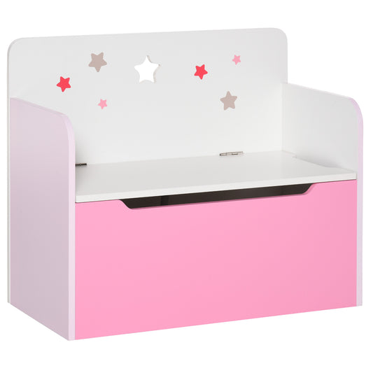Kids Wooden Toy Box Children Storage Chest Bench Organiser Safety Hinge Bedroom Playroom Furniture Pink