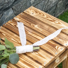 1 Piece 2-seater Outdoor Indoor Wooden Garden Bench Fir Patio Loveseat, 110L x 38W x 35Hcm, Carbonised