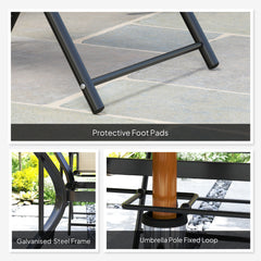 Five-Piece Steel Frame Patio Set - Khaki/Black