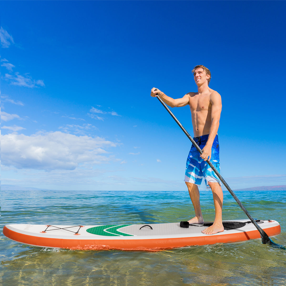 10'6" x 30" x 6" Inflatable Stand Up Paddle Board, Non-Slip & Ultra-Light Deck with Adj Paddle, ISUP Accessories, Pump and Carry Bag, for Youth Adults Beginner