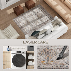 Fynco - Vintage Area Rug, Non-Slip Washable Rug, Flannel Floor Carpet for Living Room, Bedroom, Dining Room, Home Office, 170 x 120 cm, Beige