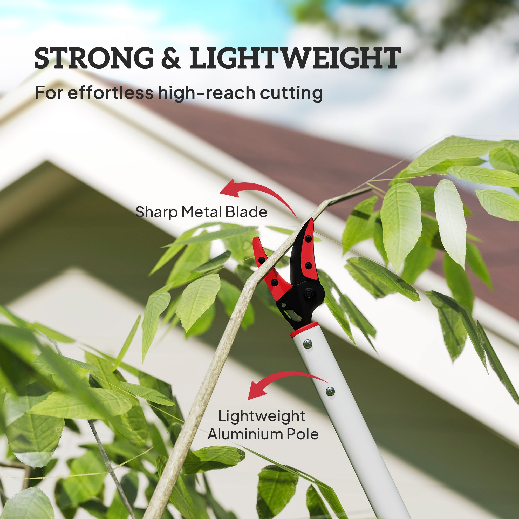 120 cm Tree Pruner, Tree Lopper Long Reach, Lightweight & Strong, Long Reach Tree Trimmer with Aluminium Pole for Fruit Picking and Pruning