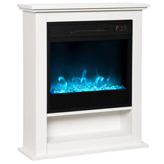 Fynco - 1800W Adjustable Faux Flame Electric Fireplace - White