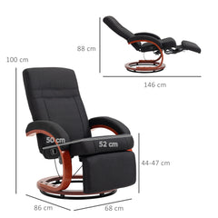Fynco - 135° Manual Reclining Swivel Chair, with Footrest - Black