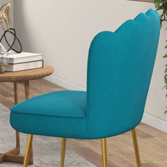 Set of 2 Velvet-Feel Shell Accent Chair - Blue
