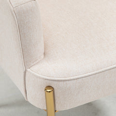 Accent Chair, Living Room Armchair, Vanity Chair with Gold Plating Metal Legs and Soft Padded Seat for Bedroom and Café, Set of 2, White