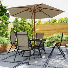 Five-Piece Steel Frame Patio Set - Khaki/Black