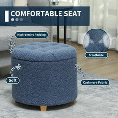 40.5L Teddy Fleece Storage Ottoman - Blue