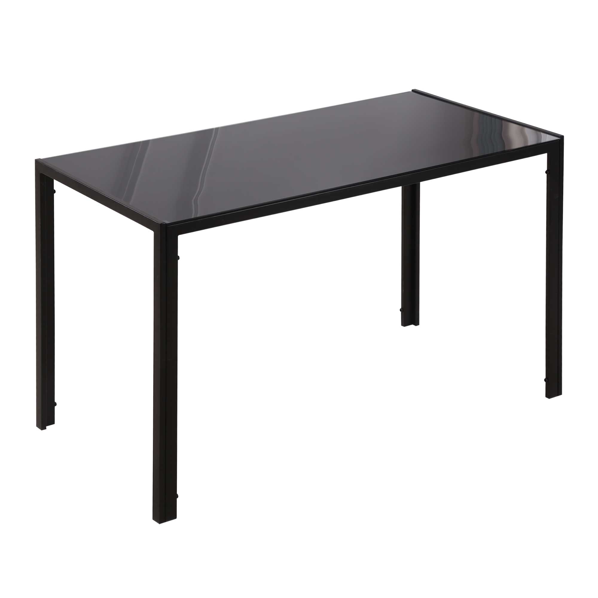 Modern Rectangular Dining Table for 4 People Glass Kitchen Table with Tempered Glass Top and Metal Legs for Dining Room, Living Room (Chairs Not Included)