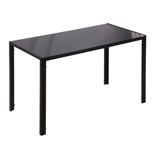 Modern Rectangular Dining Table for 4 People Glass Kitchen Table with Tempered Glass Top and Metal Legs for Dining Room, Living Room (Chairs Not Included)