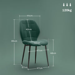 Set of Four Flannel Relaxed Tub Dining Chairs - Green