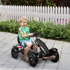 Metal Kids Pedal Go Kart with Adjustable Seat Inflatable Tyres Black