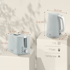 Fynco - Modern Kettle and Toaster Set - Grey