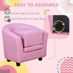 Kids Toddler Sofa Children's Armchair Footstool with Thick Padding, Anti-skid Foot Pads, 30 x 28 x 21cm, Pink