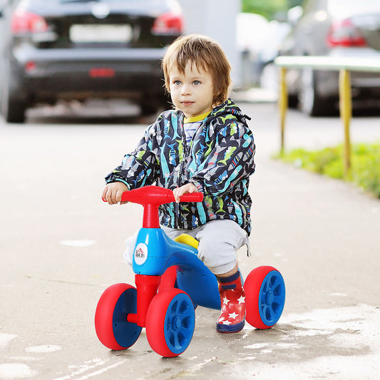Baby Balance Bike Toddler Training Walker Smooth Rubber Wheels Ride on Toy Storage Bin Gift for Boys Girls Blue Red