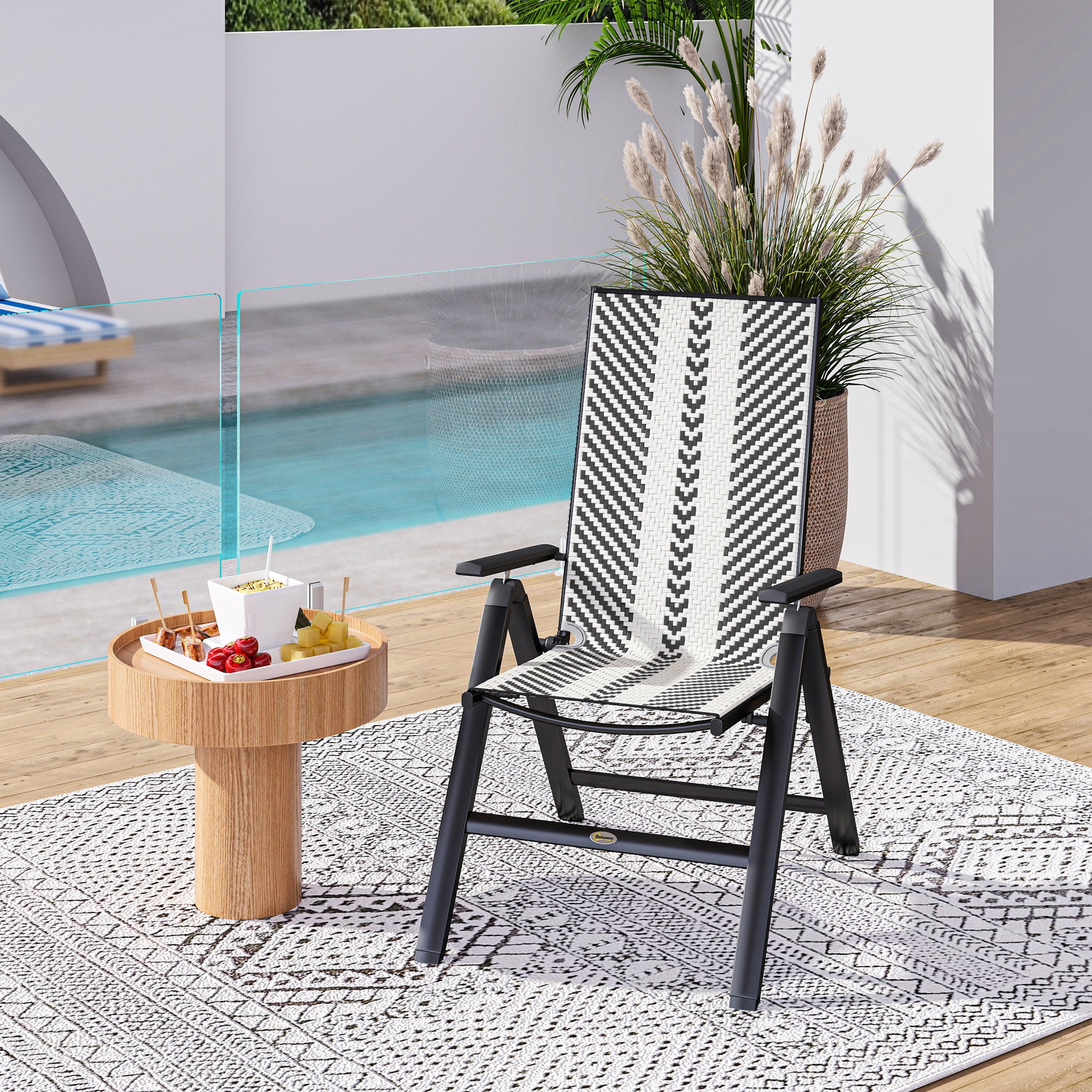 Rattan Reclining Garden Chairs - Black