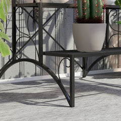 Fynco - Three-Tier Decorative Metal Plant Stand - Black