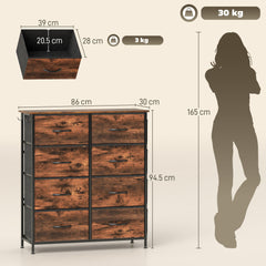 Chest of Eight Fabric Drawers - Rustic Brown