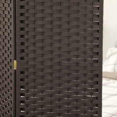 Fynco - 4 Panel Folding Room Divider, Freestanding Privacy Screen for Living Room, Bedroom and Office, 160 x 170cm, Brown