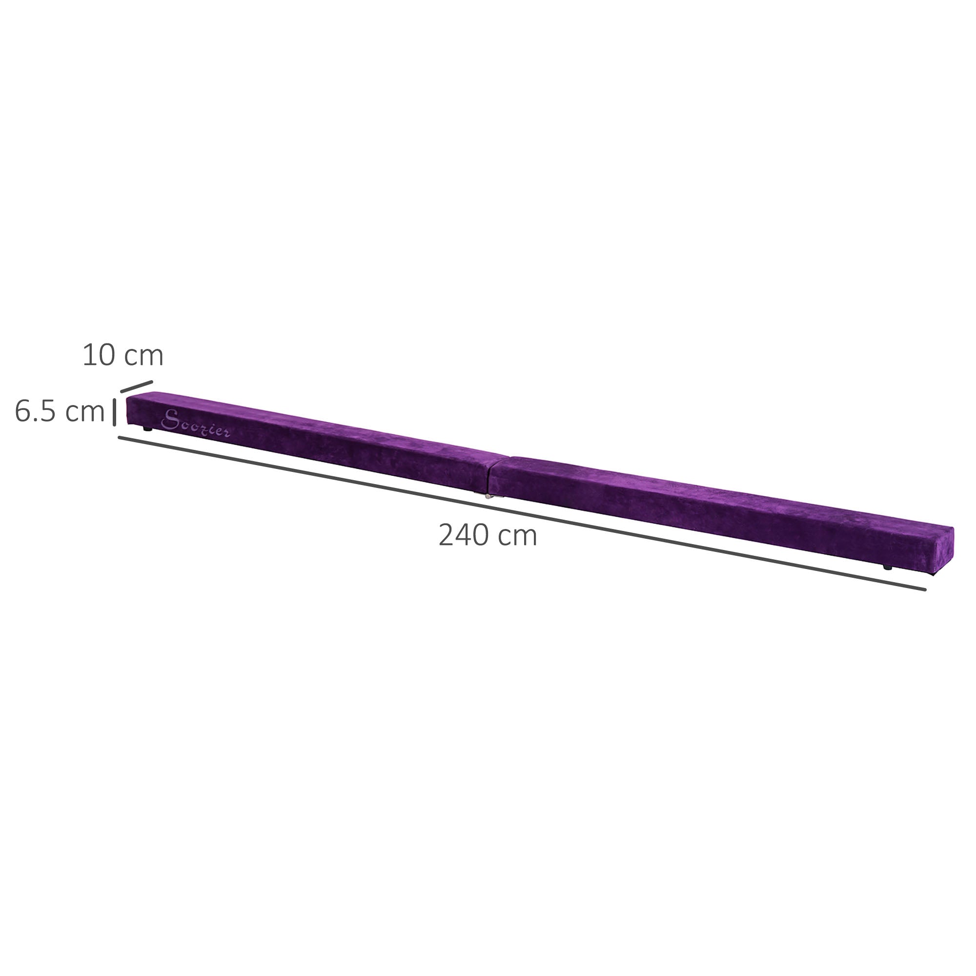 2.4M 8FT Gymnastics Folding Balance Beam Home Gym Training Exercise Sports - Purple