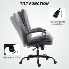 Fynco - Double Padded Linen-Look Office Chair - Charcoal Grey